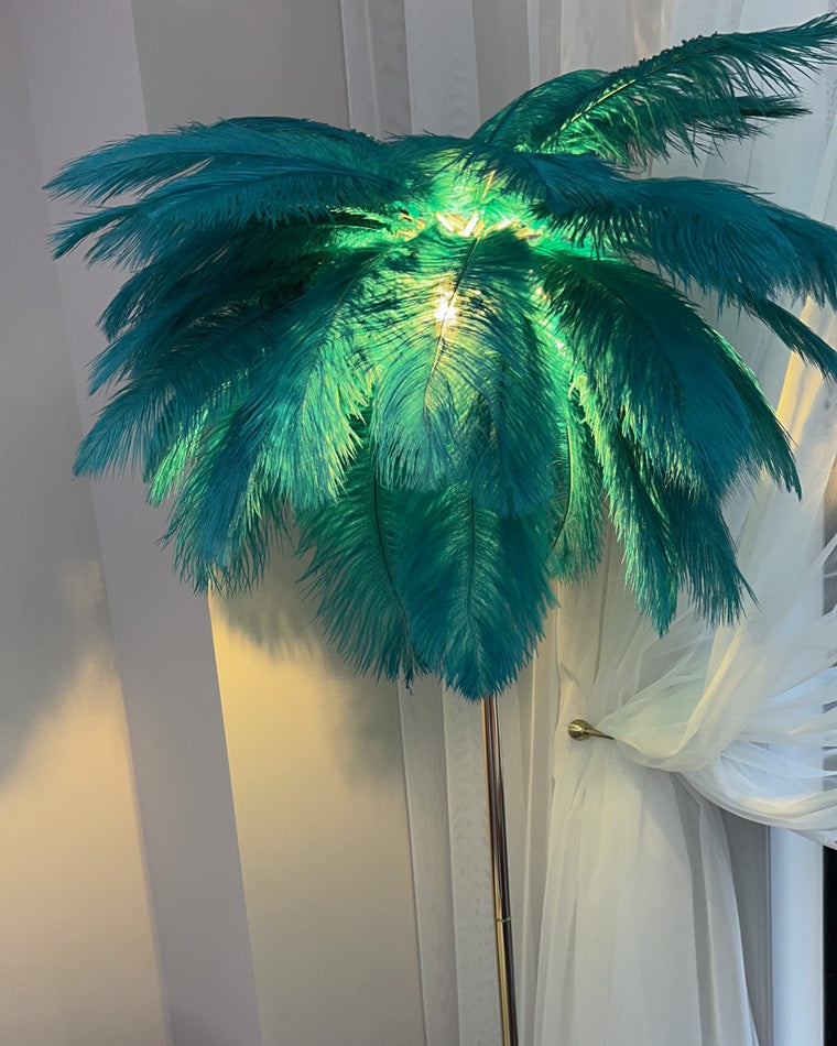 "Plumy Palm" Floor Lamp with Tray