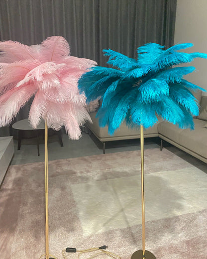 "Plumy Palm" Floor Lamp with Tray