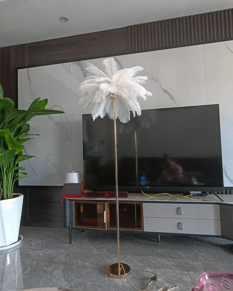 "Plumy Palm" Floor Lamp with Tray