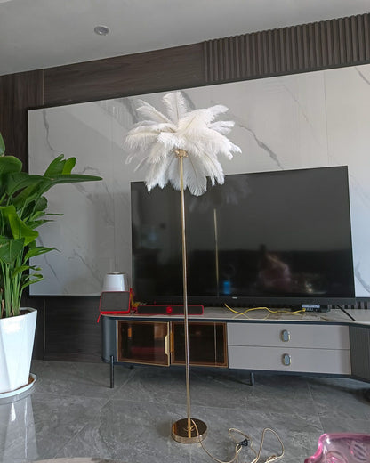"Plumy Palm" Floor Lamp with Tray