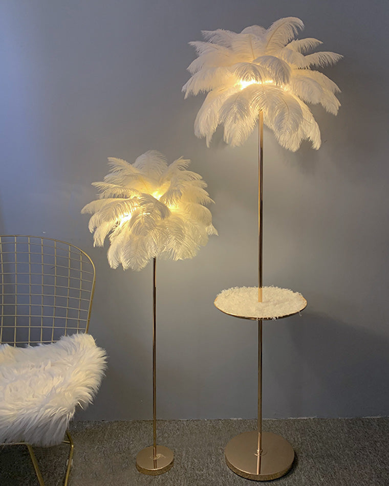 "Plumy Palm" Floor Lamp with Tray