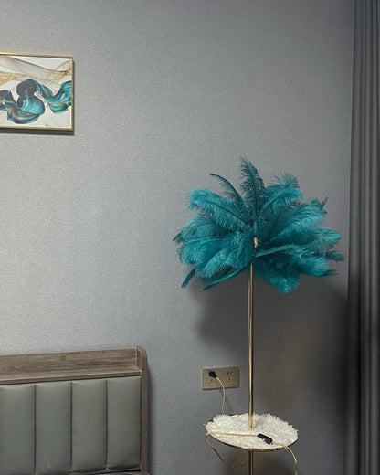 "Plumy Palm" Floor Lamp with Tray