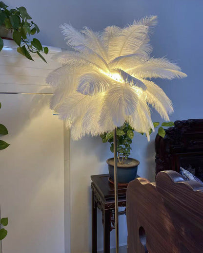 "Plumy Palm" Floor Lamp with Tray