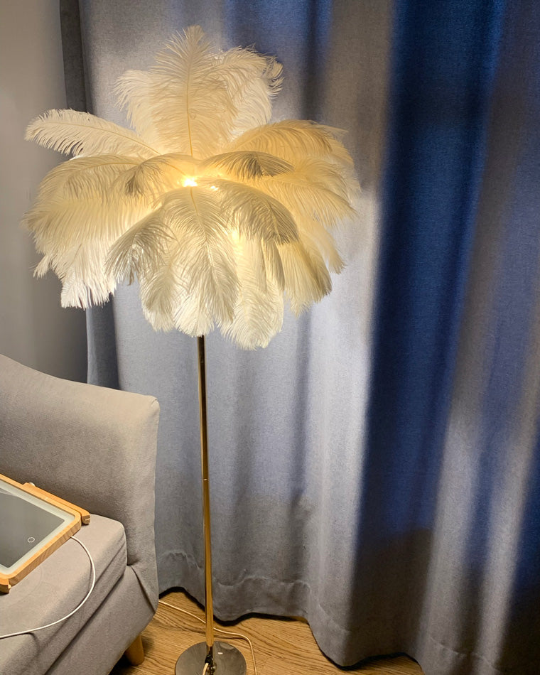 "Plumy Palm" Floor Lamp with Tray