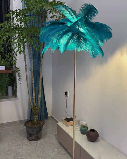 "Plumy Palm" Floor Lamp with Tray