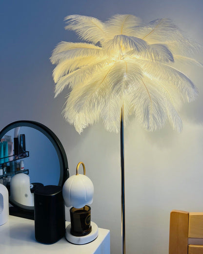 "Plumy Palm" Floor Lamp with Tray