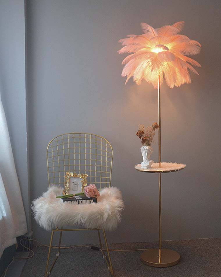 "Plumy Palm" Floor Lamp with Tray