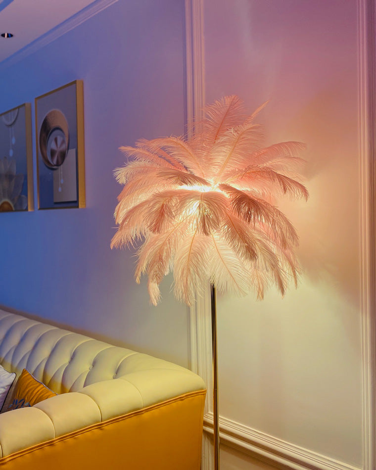 "Plumy Palm" Floor Lamp with Tray