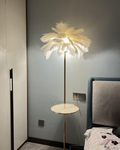 "Plumy Palm" Floor Lamp with Tray