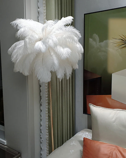 "Plumy Palm" Floor Lamp with Tray