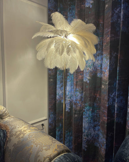 "Plumy Palm" Floor Lamp with Tray