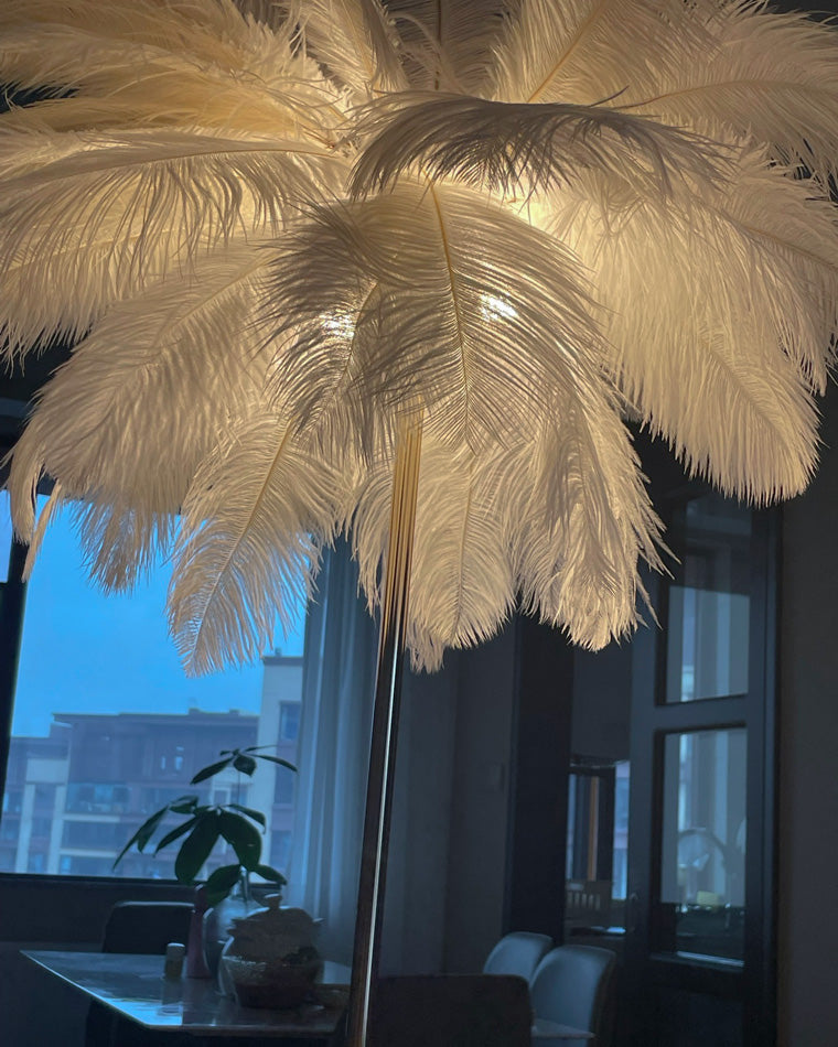 "Plumy Palm" Floor Lamp with Tray