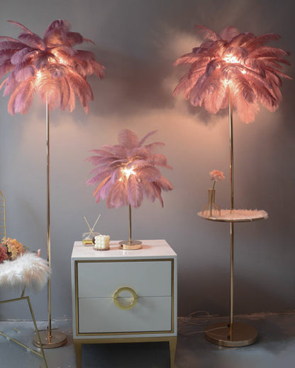 "Plumy Palm" Floor Lamp with Tray