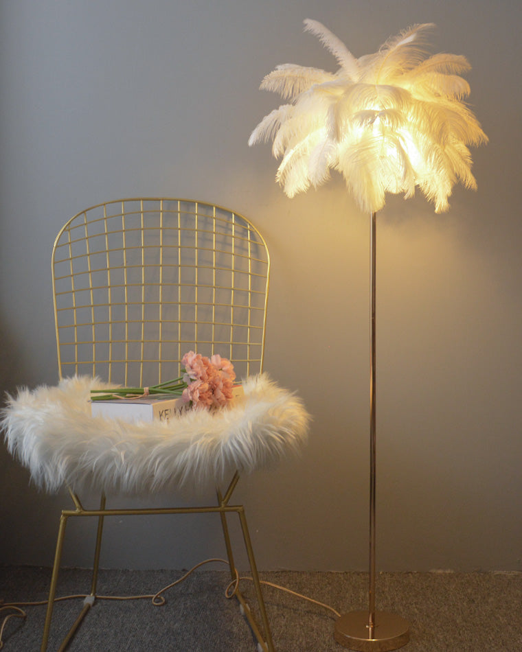 "Plumy Palm" Floor Lamp with Tray