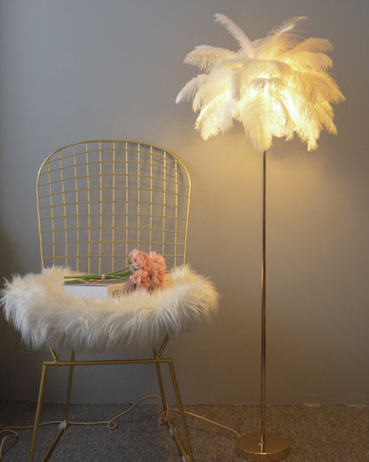 "Plumy Palm" Floor Lamp with Tray
