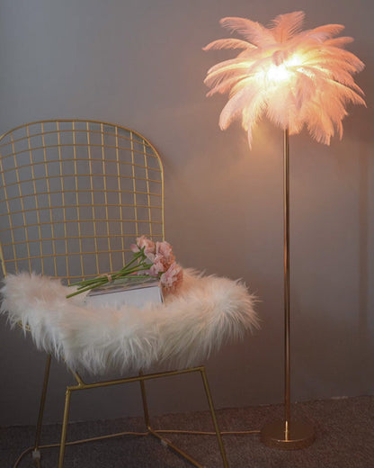 "Plumy Palm" Floor Lamp with Tray