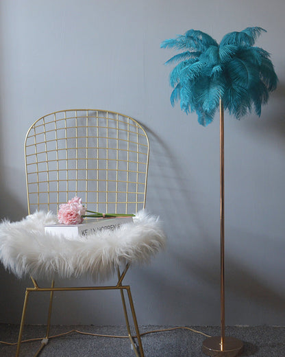 "Plumy Palm" Floor Lamp with Tray