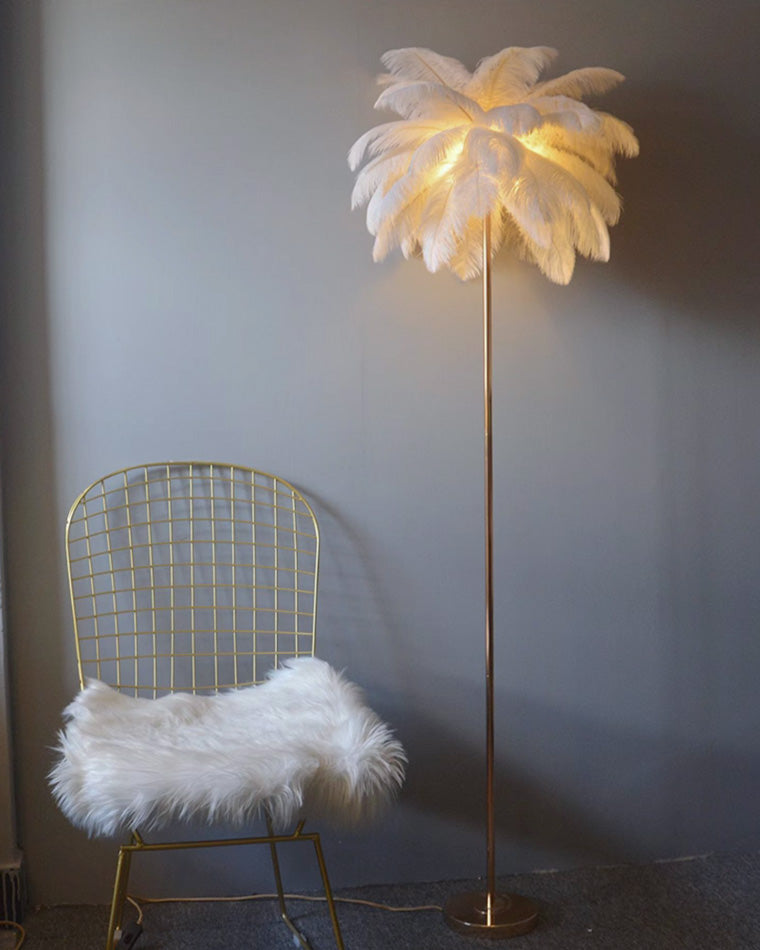 "Plumy Palm" Floor Lamp with Tray