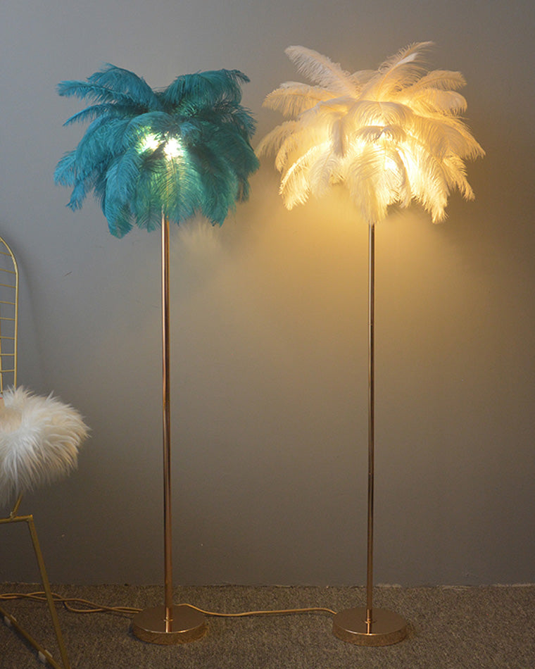 "Plumy Palm" Floor Lamp with Tray