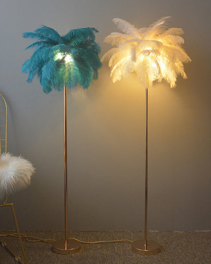 "Plumy Palm" Floor Lamp with Tray