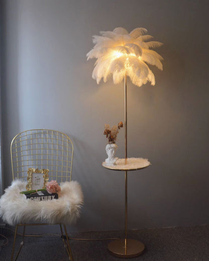 "Plumy Palm" Floor Lamp with Tray