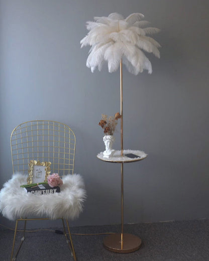 "Plumy Palm" Floor Lamp with Tray