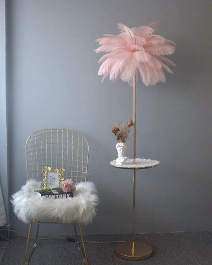 "Plumy Palm" Floor Lamp with Tray