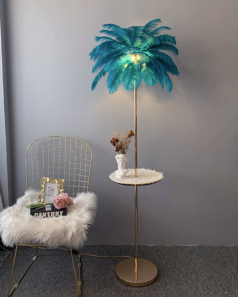 "Plumy Palm" Floor Lamp with Tray