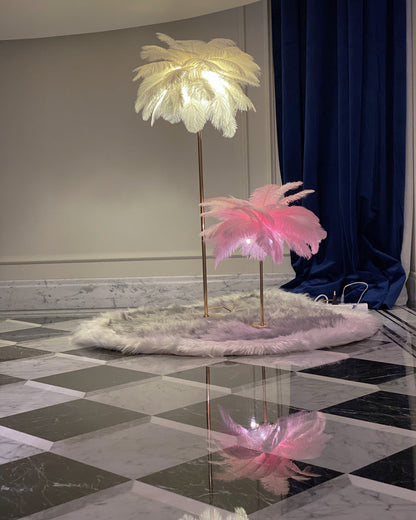 "Plumy Palm" Floor Lamp with Tray