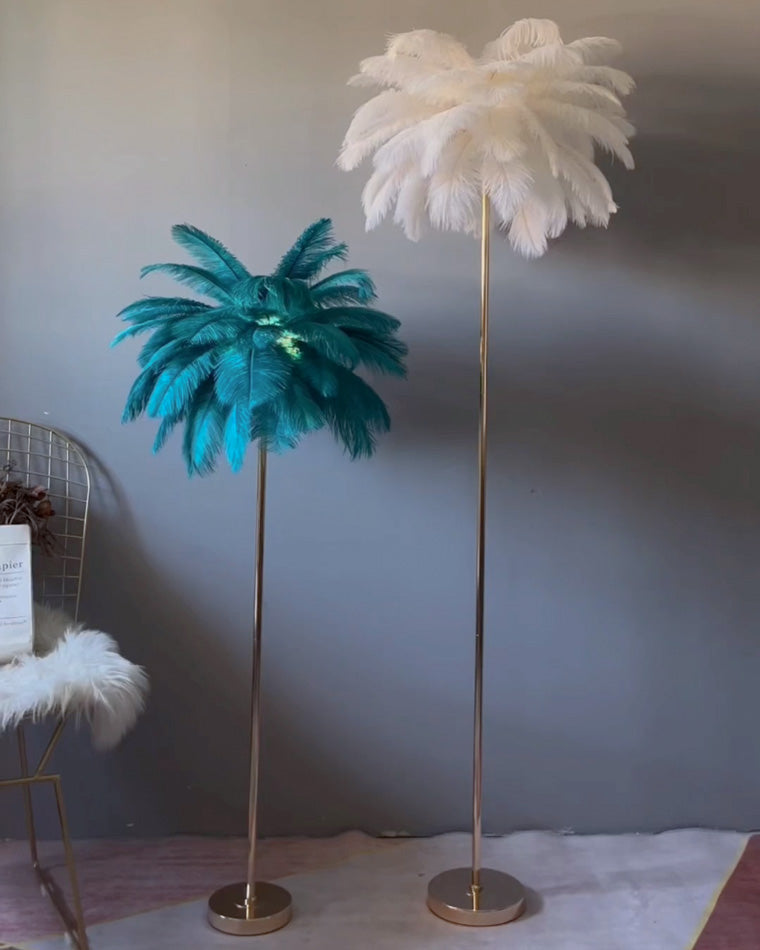 "Plumy Palm" Floor Lamp with Tray