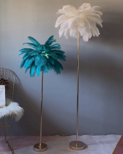 "Plumy Palm" Floor Lamp with Tray