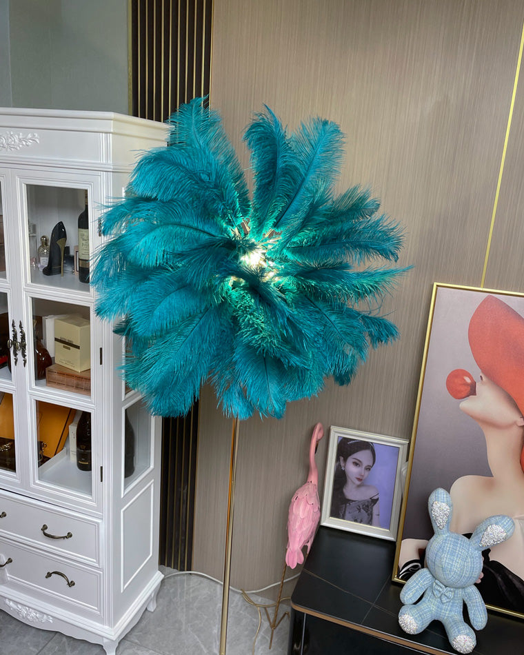 "Plumy Palm" Floor Lamp with Tray