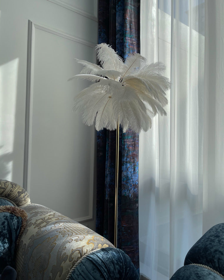 "Plumy Palm" Floor Lamp with Tray