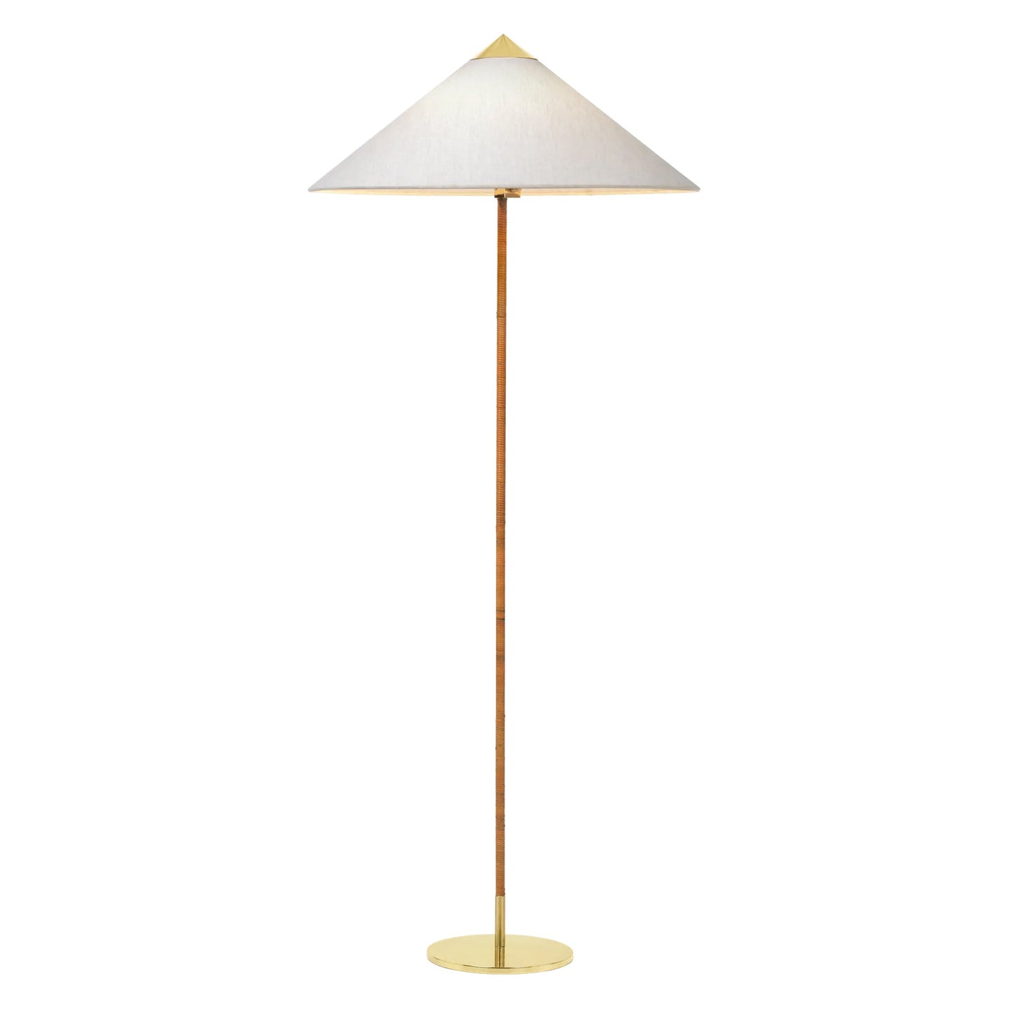 Conical Rattan and Fabric Floor Lamp