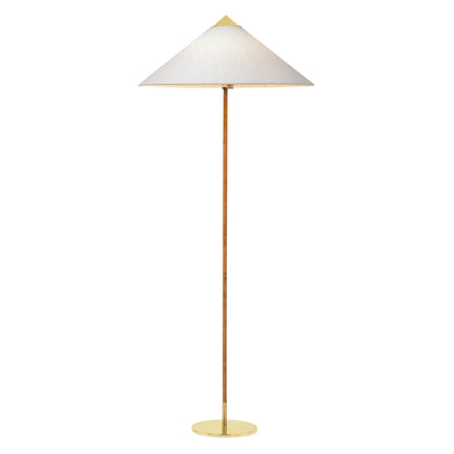 Conical Rattan and Fabric Floor Lamp