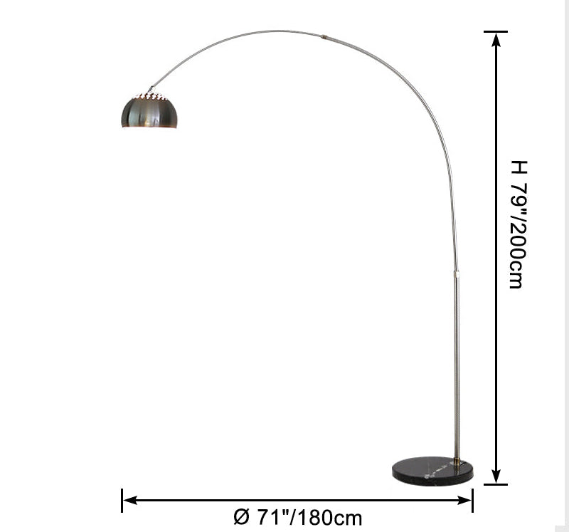 Arc Floor Lamp with Stainless Steel Dome Shade