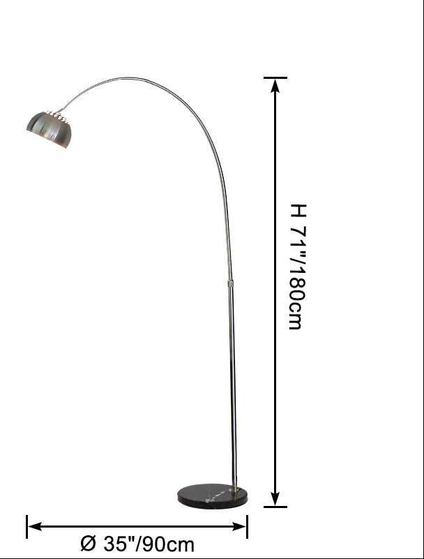 Arc Floor Lamp with Stainless Steel Dome Shade