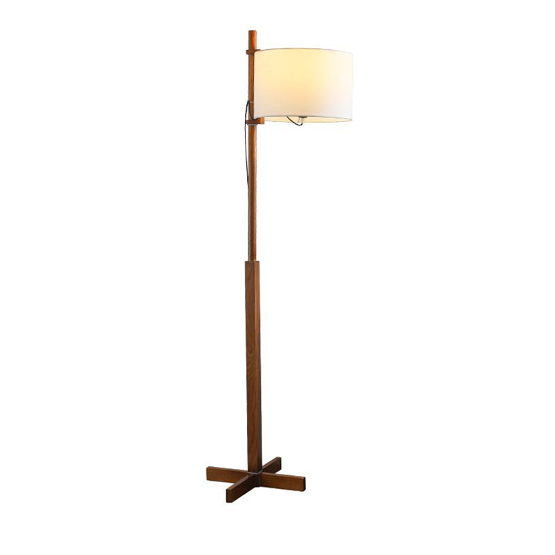 Wooden Floor Lamp with Fabric Shade