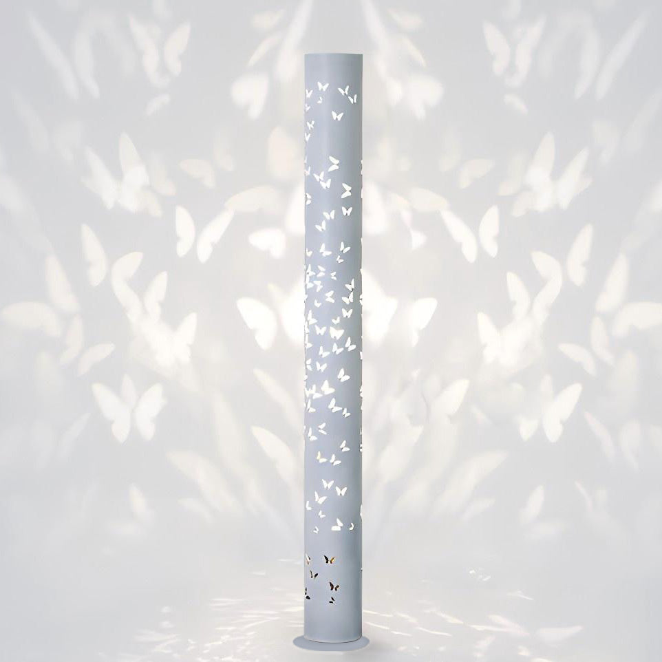 Cylindrical Floor Lamp with Butterfly Ambiance