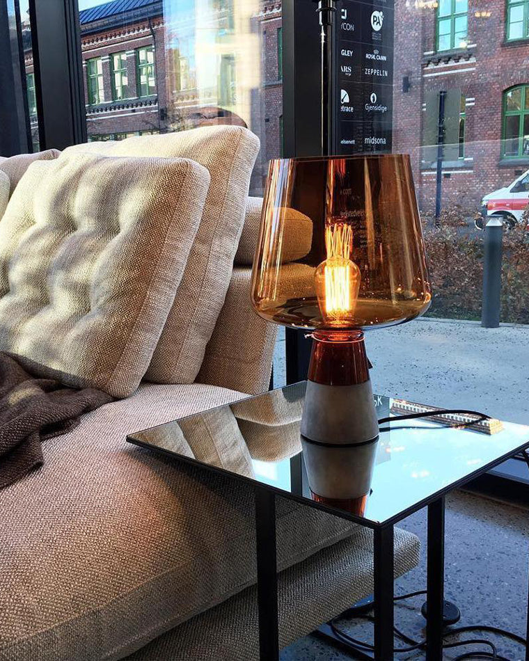 Lampe de Table en Verre Fumé
