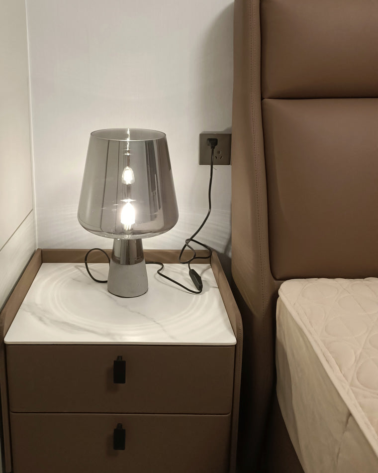 Lampe de Table en Verre Fumé