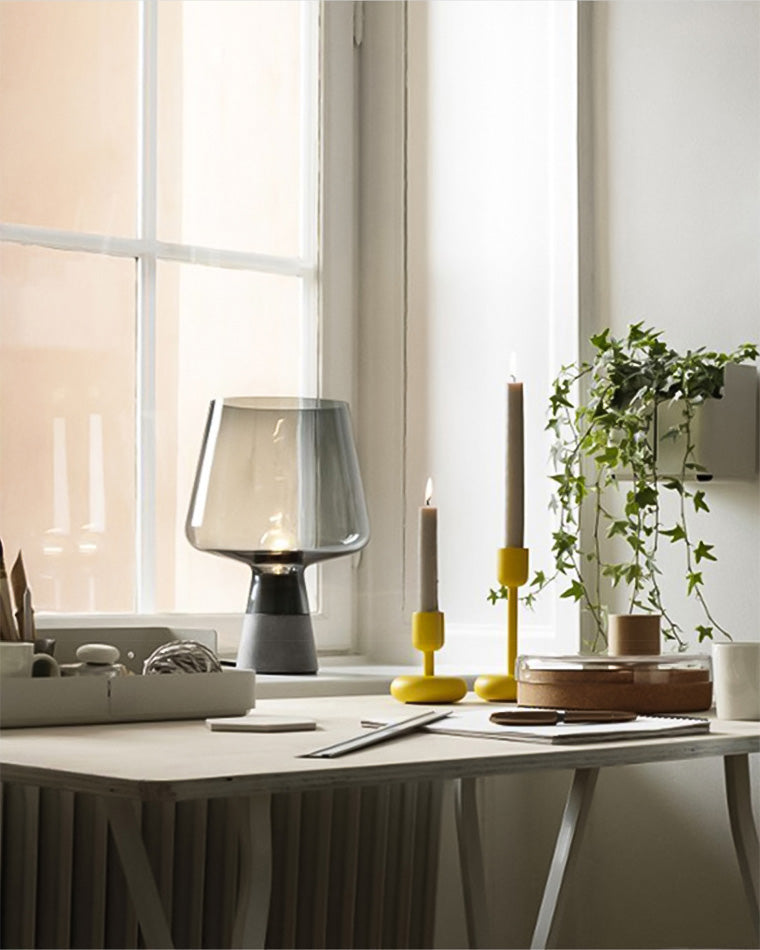 Lampe de Table en Verre Fumé