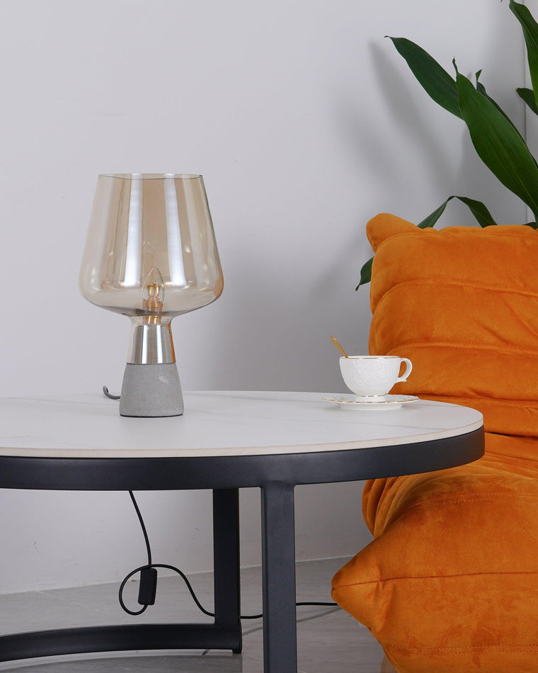 Lampe de Table en Verre Fumé