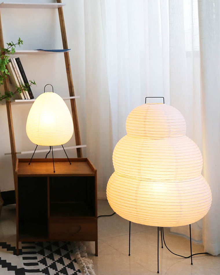 Japanese Lantern Table Lamp with Tripod