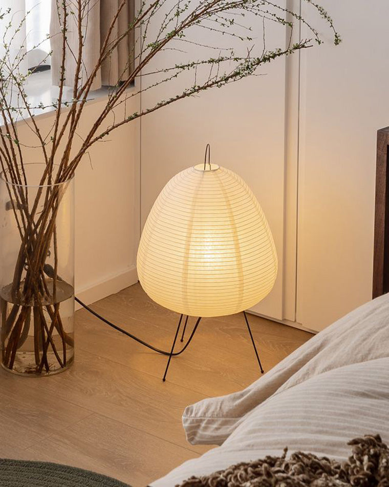 Japanese Lantern Table Lamp with Tripod