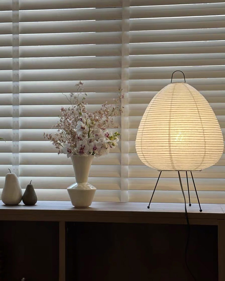 Japanese Lantern Table Lamp with Tripod