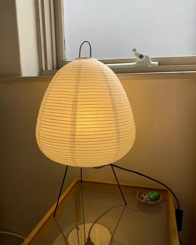 Japanese Lantern Table Lamp with Tripod