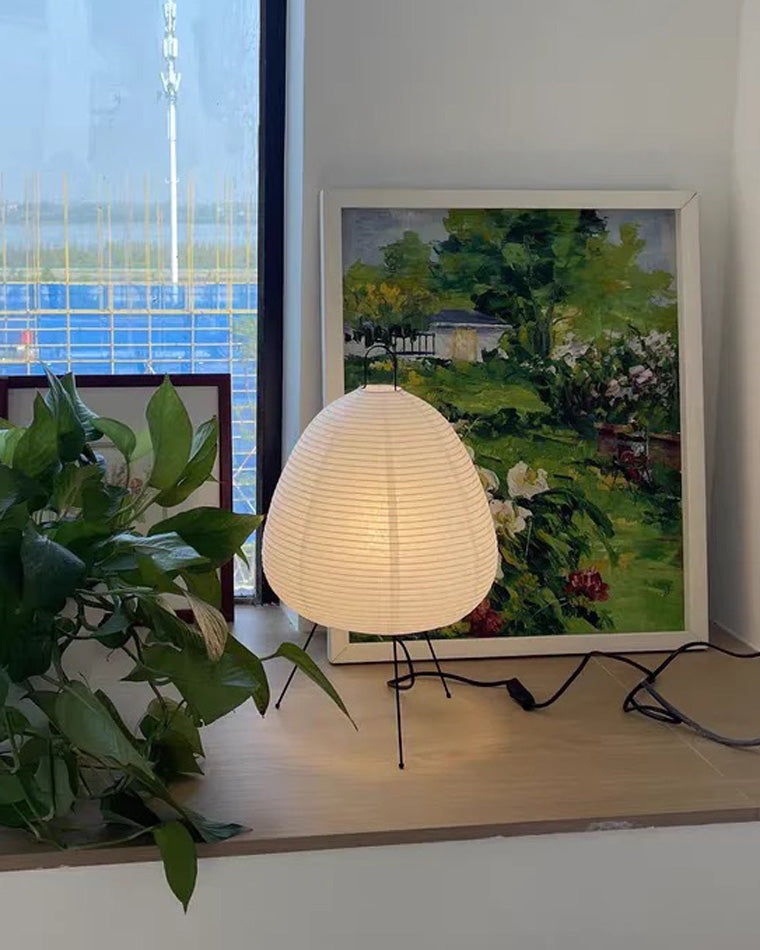 Japanese Lantern Table Lamp with Tripod