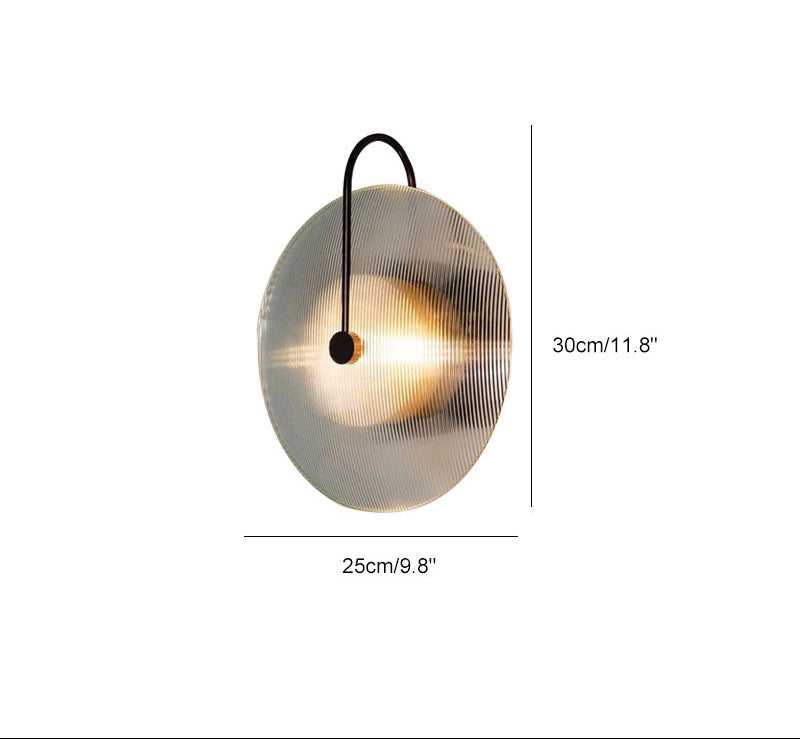 Ribbed Glass Disc Wall Light