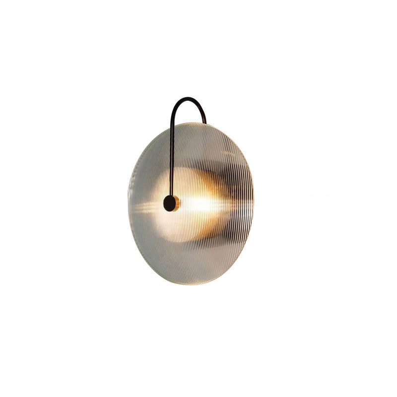 Ribbed Glass Disc Wall Light